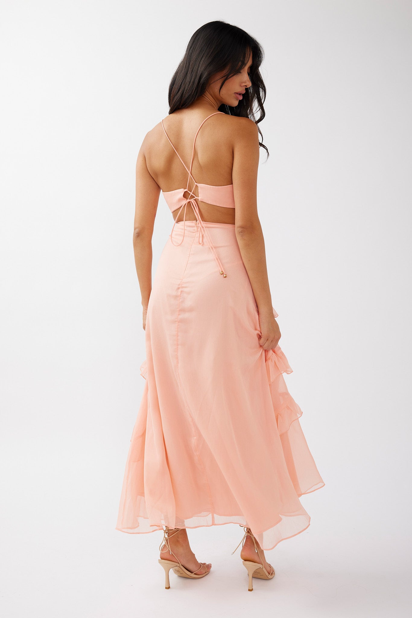 Joss Ruffle Trim Cut-Out Dress Rose by Selfie Leslie
