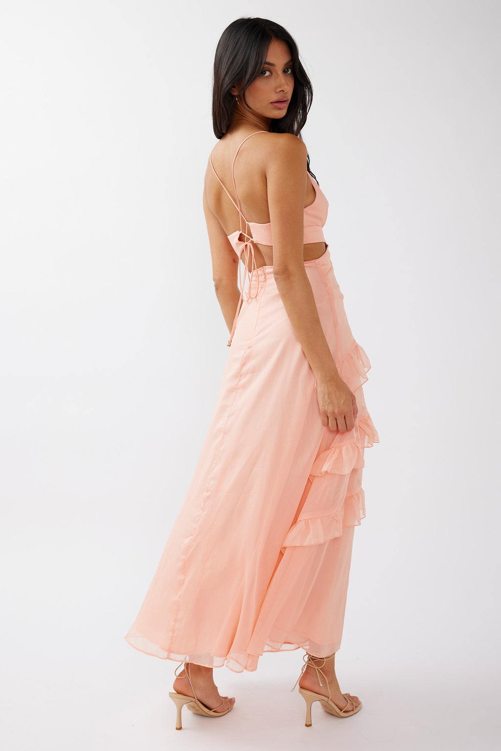 Joss Ruffle Trim Cut-Out Dress Rose by Selfie Leslie