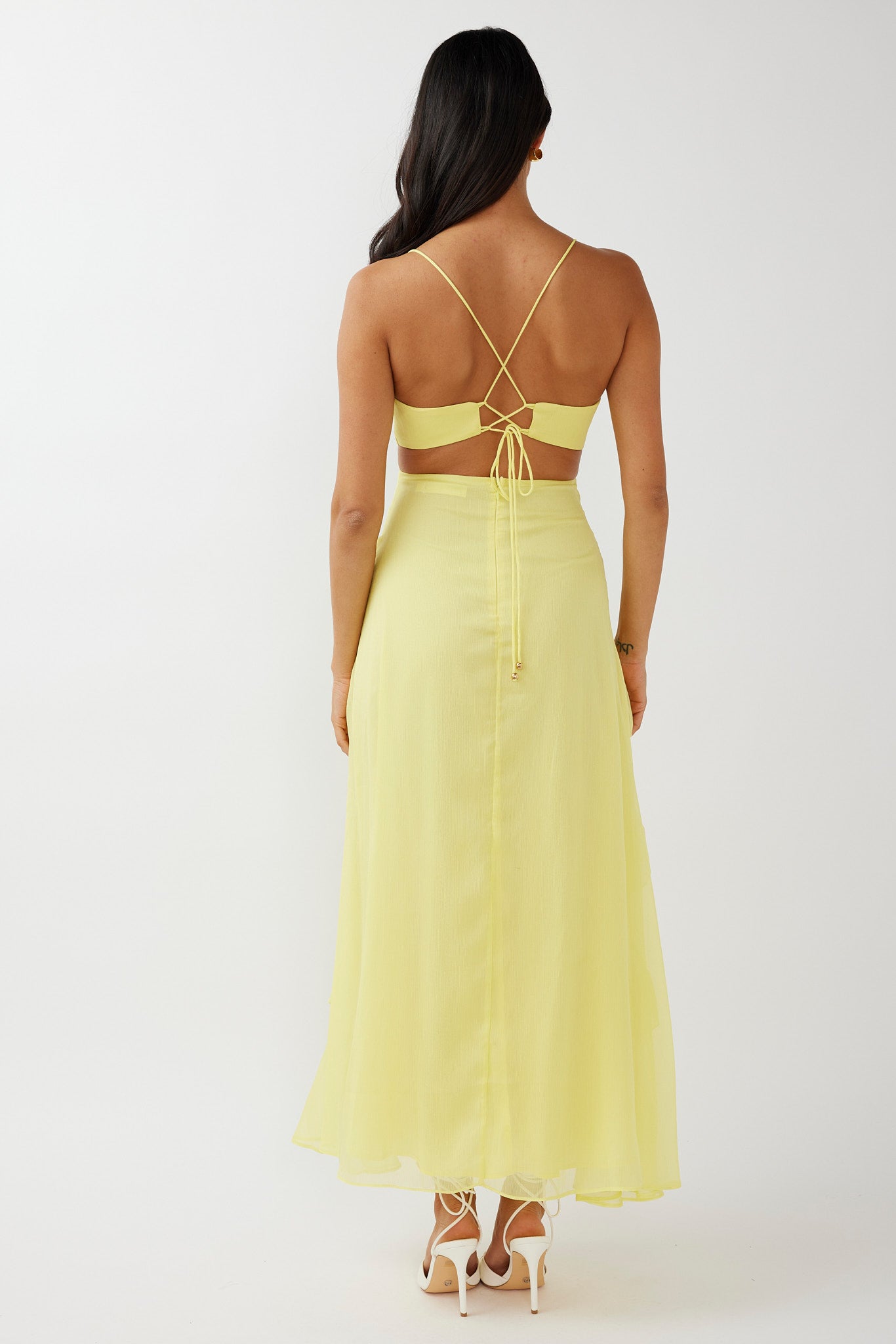 cut out yellow dress Cut-Out Long Ruffled Prom Dress: Juliet JT2508A Yellow / 2