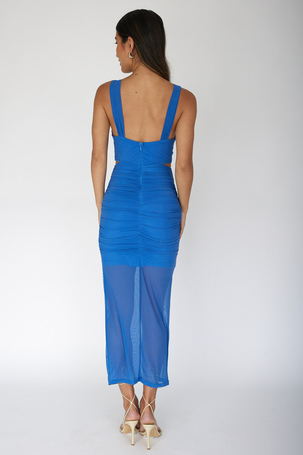 Willa Ruched Cut-Out Midi Dress Blue by Selfie Leslie