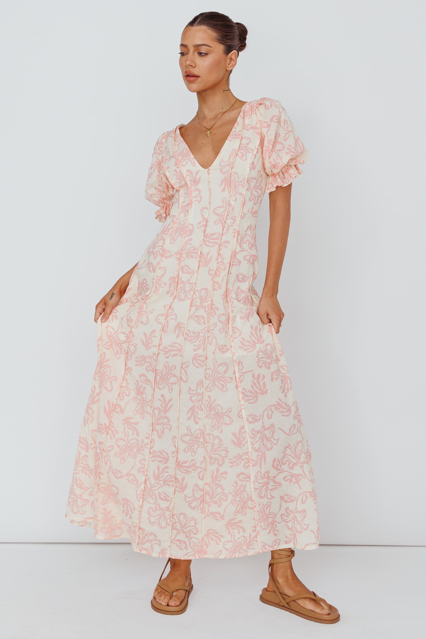 Sitting Pretty Pintuck Pleat Puff Sleeve Dress Pink by Selfie Leslie