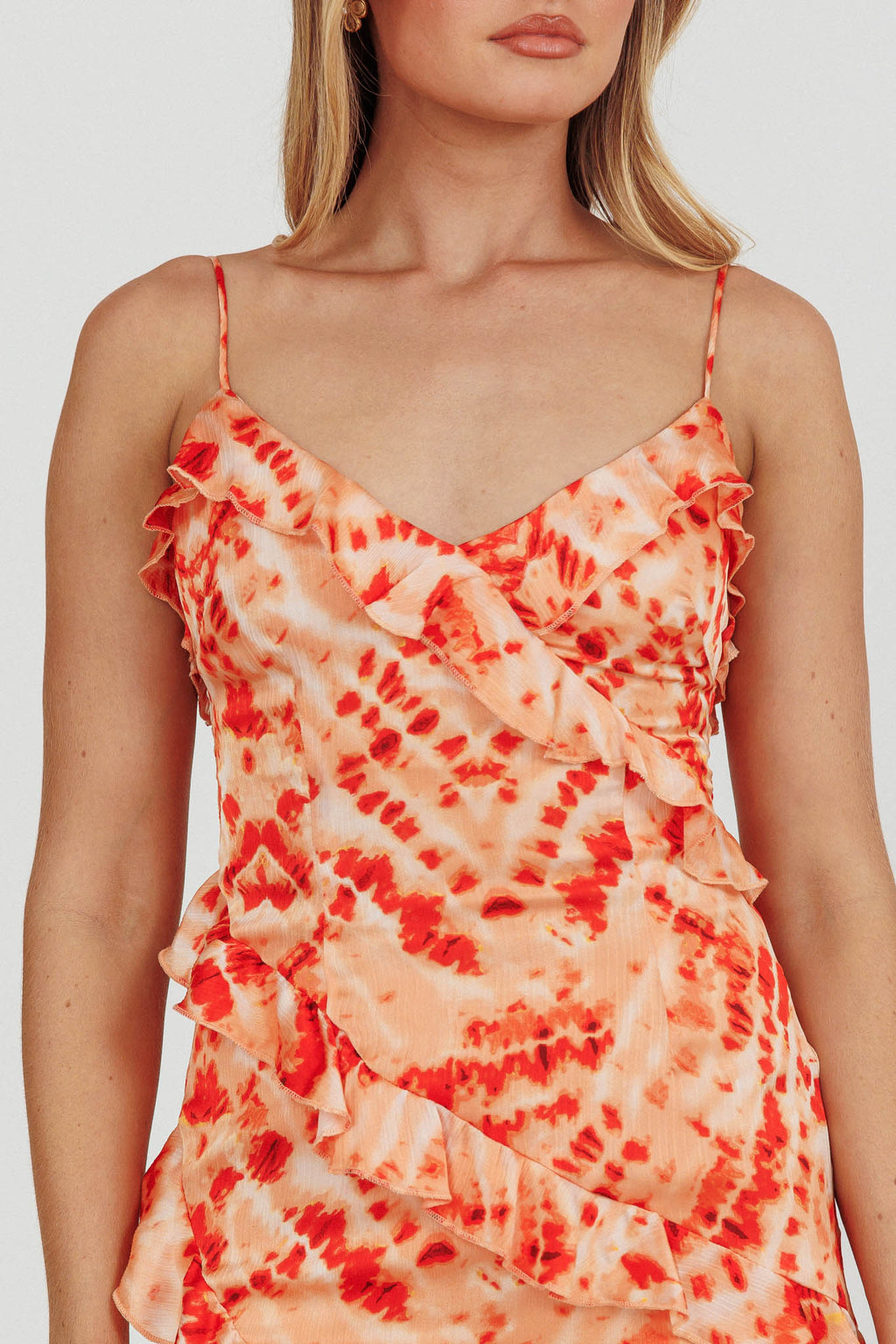 Silvana Frill Trim Midi Dress Orange by Selfie Leslie