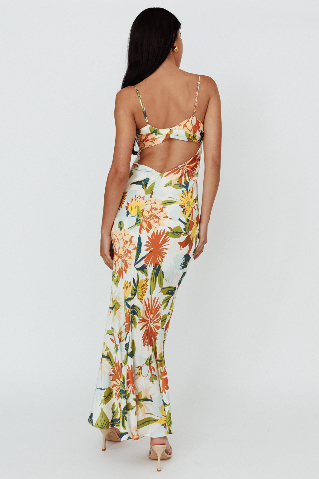 Dance Again Cut-Out Back Maxi Dress Floral Green by Selfie Leslie