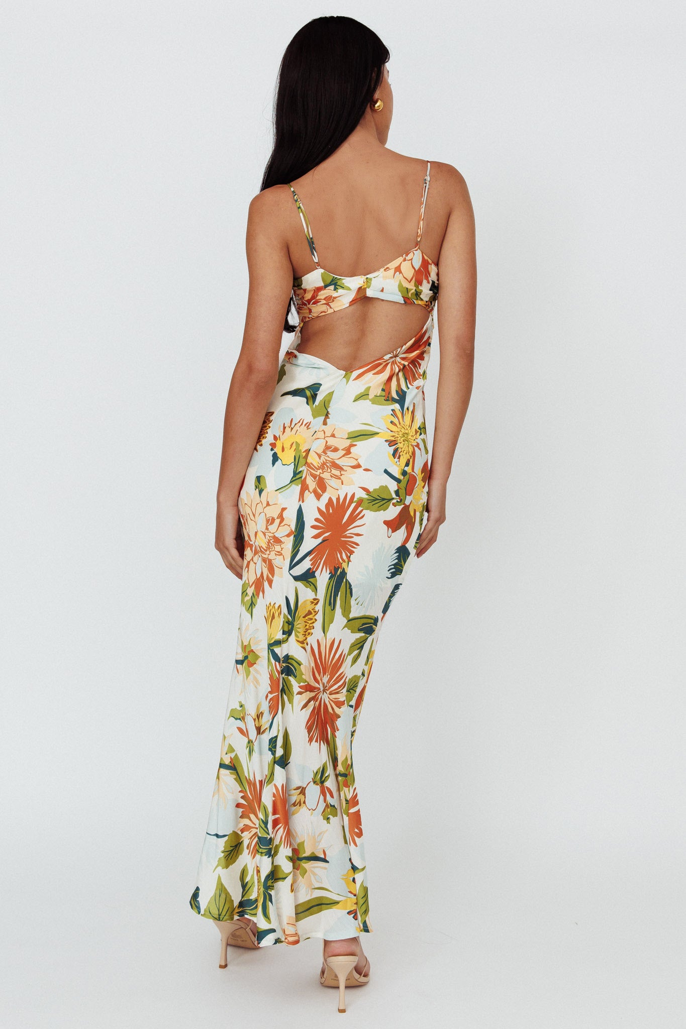 Dance Again Cut-Out Back Maxi Dress Floral Green by Selfie Leslie
