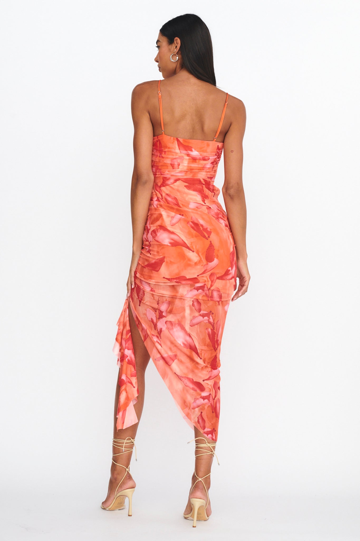 Your Destiny Ruched Asymmetrical Hem Dress Orange by Selfie Leslie