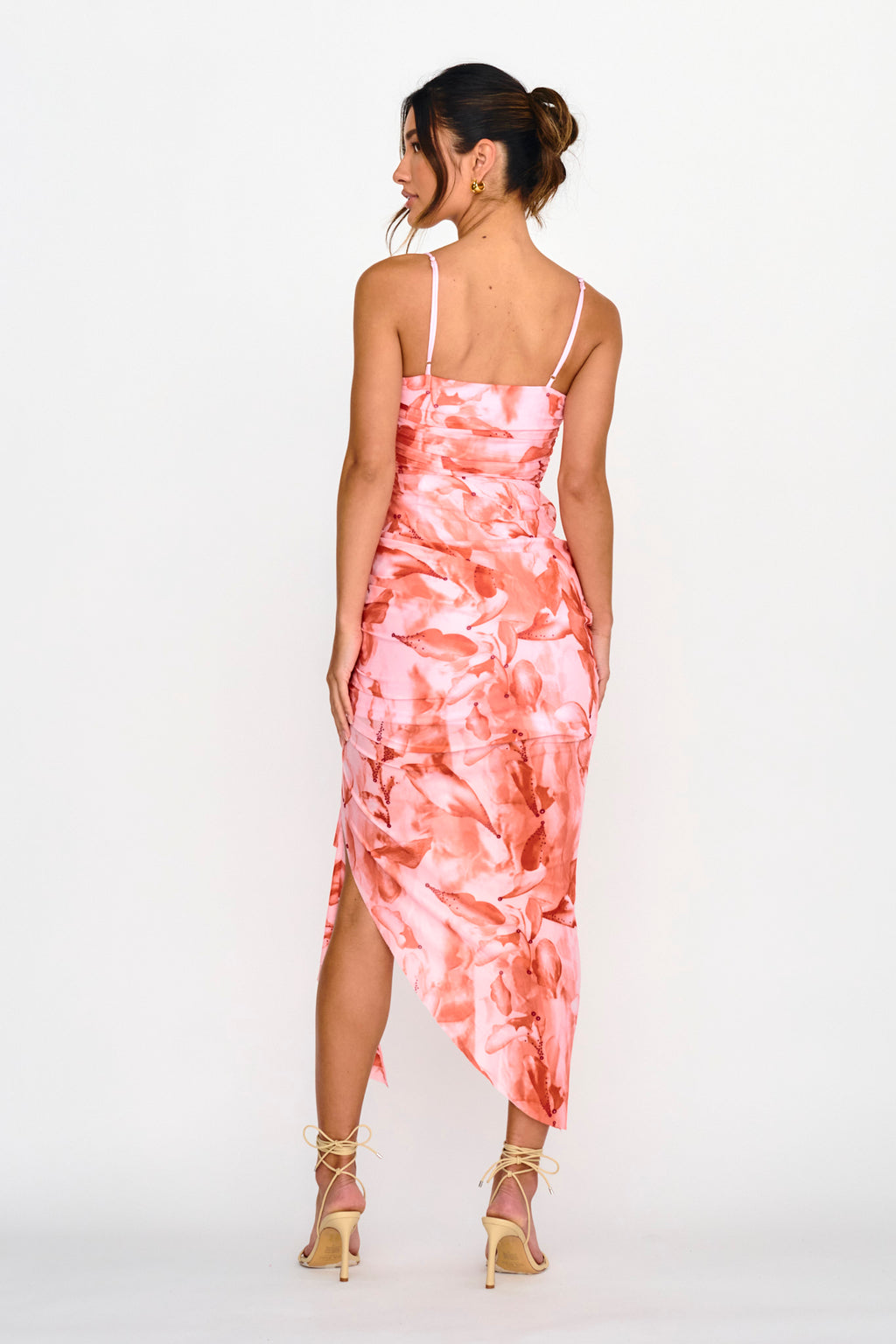Your Destiny Ruched Asymmetrical Hem Dress Pink by Selfie Leslie