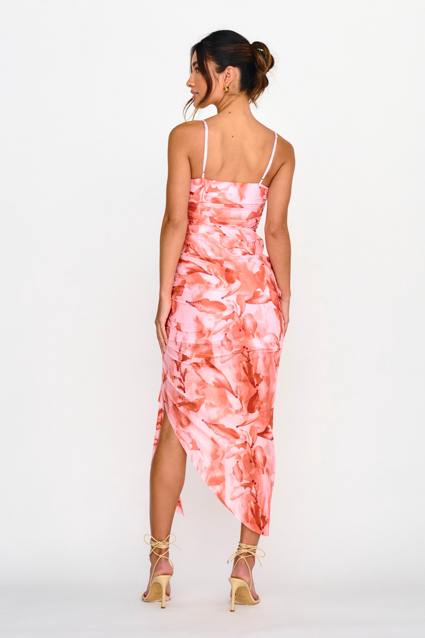 Your Destiny Ruched Asymmetrical Hem Dress Pink by Selfie Leslie