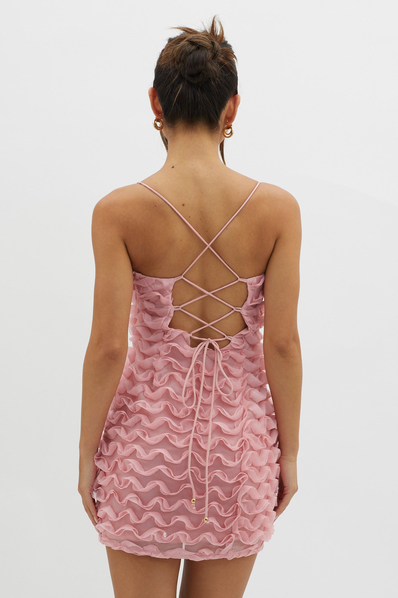 Tizzy Embellished Mini Dress Pink by Selfie Leslie