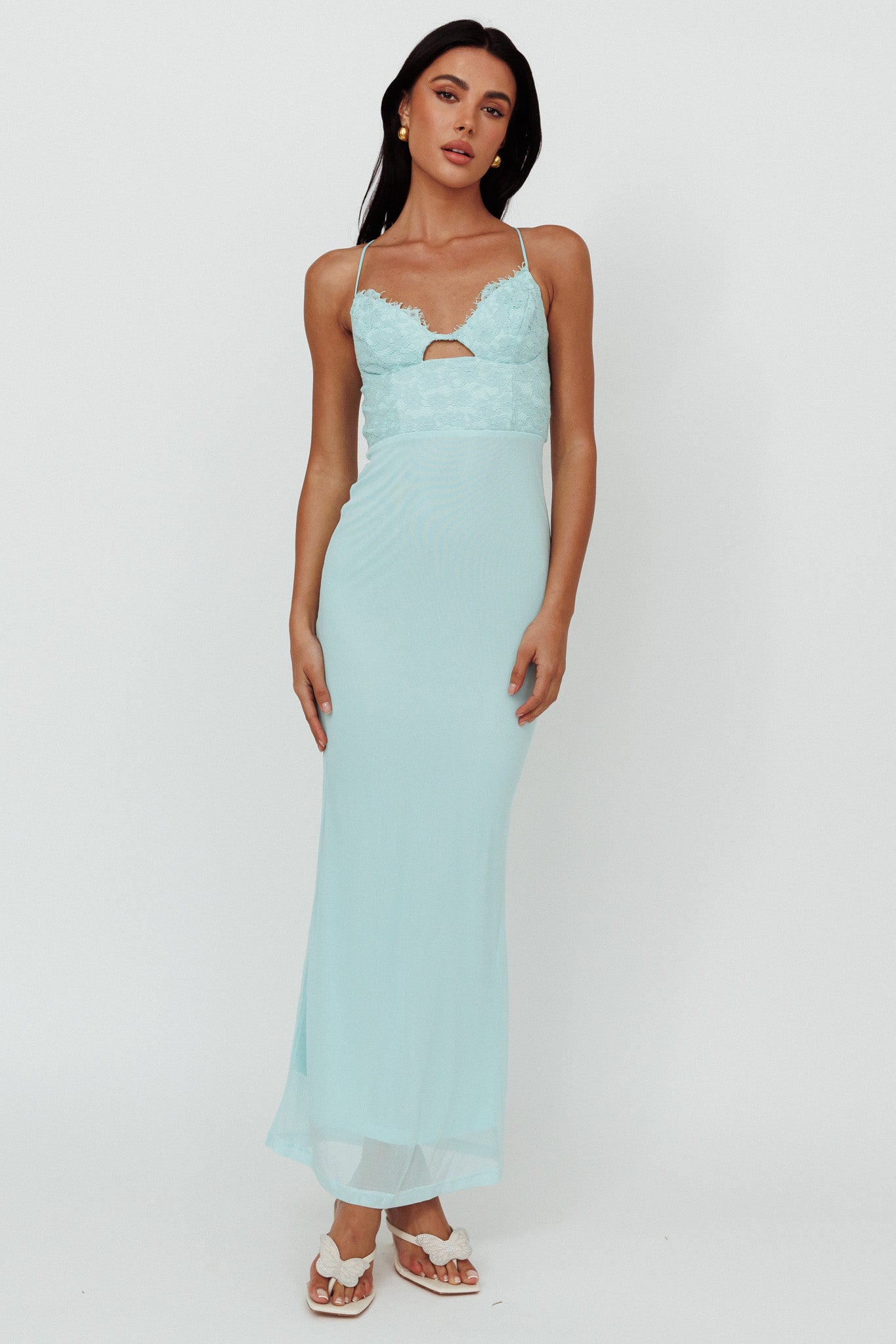 Modern Love Lace Bodice Maxi Dress Mint by Selfie Leslie
