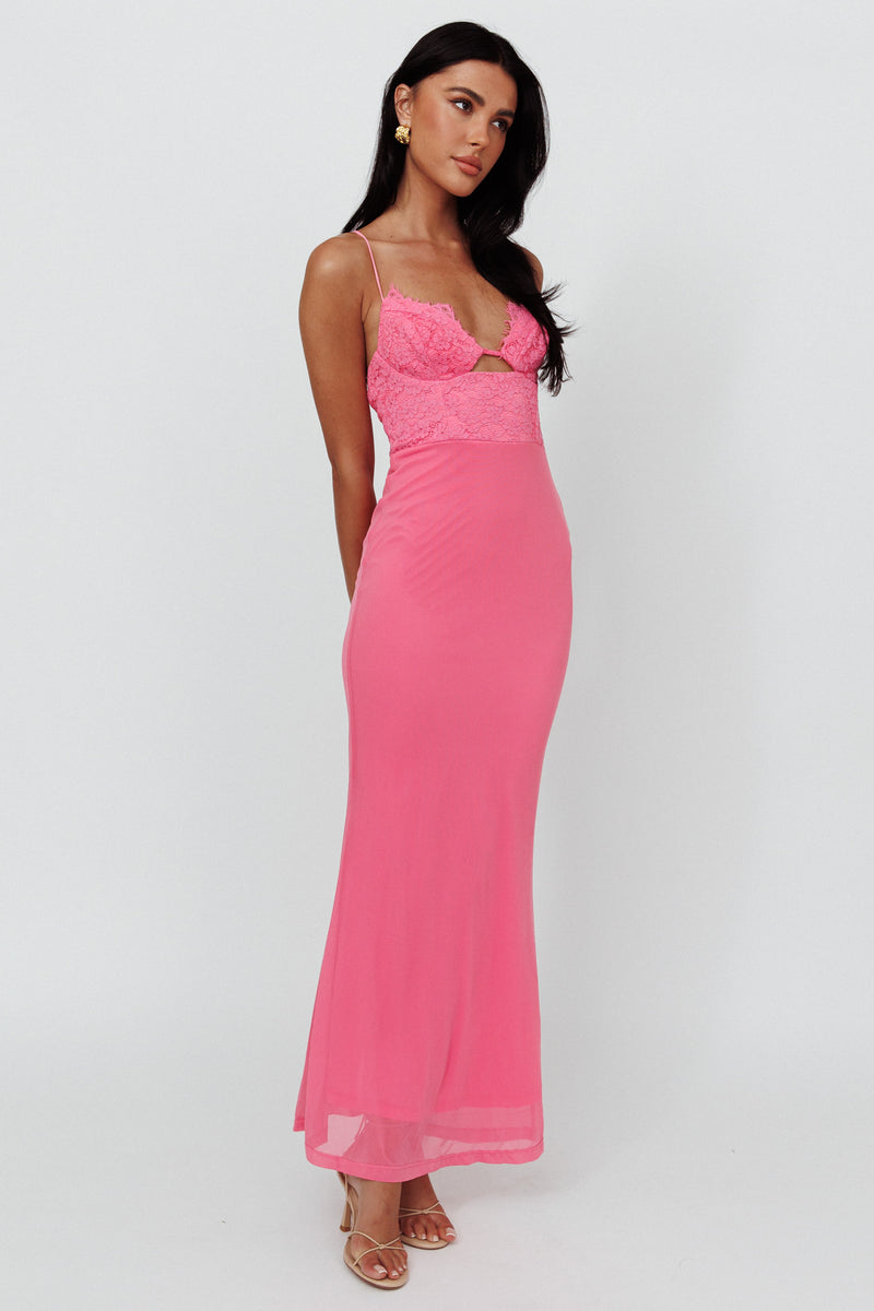 hermosa Lace splicing layer maxi dress in pink main image 1
