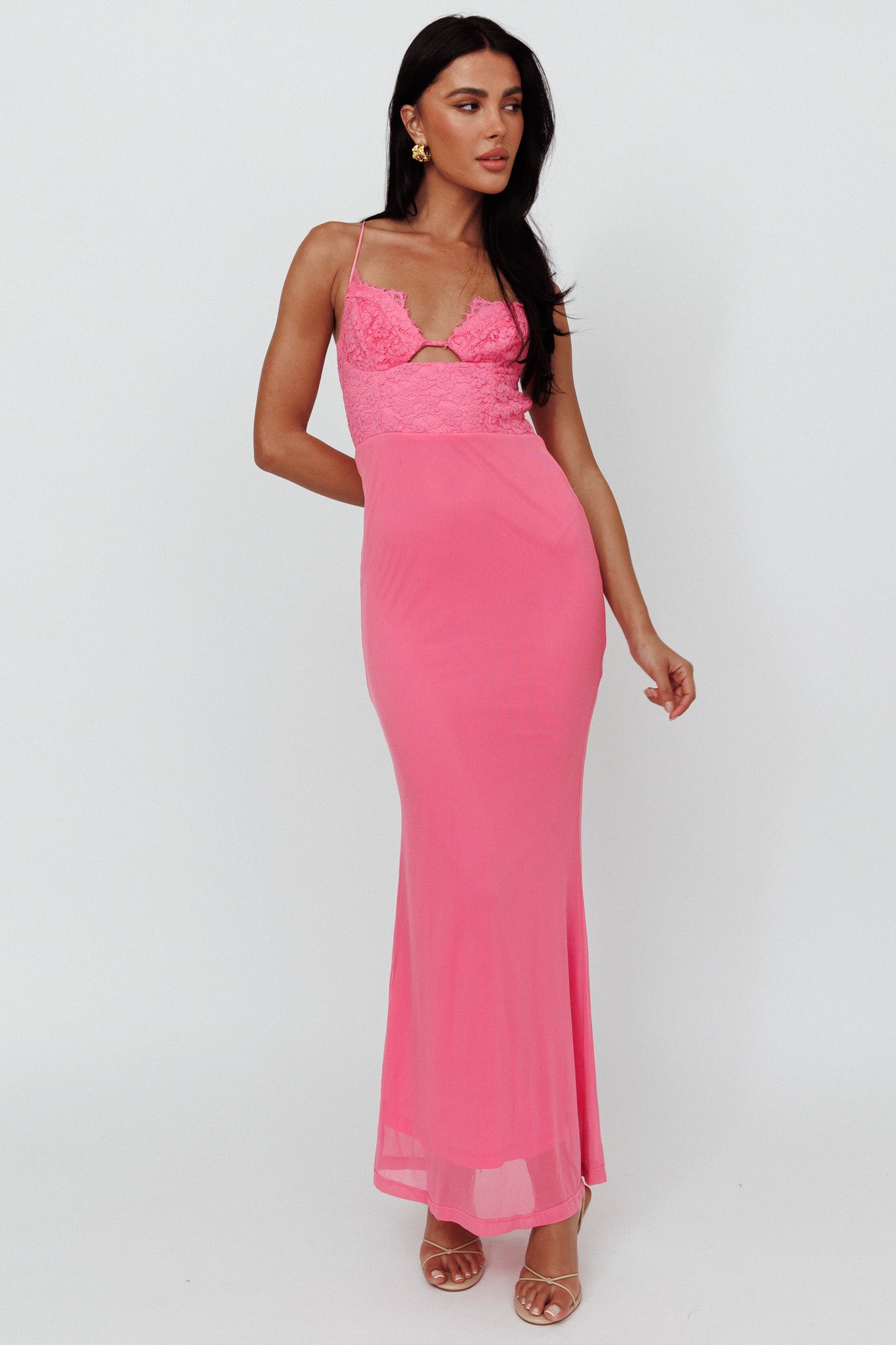 Modern Love Lace Bodice Maxi Dress Pink Selfie Leslie Modern Love Lace Bodice Maxi Dress Pink Selfie Leslie
