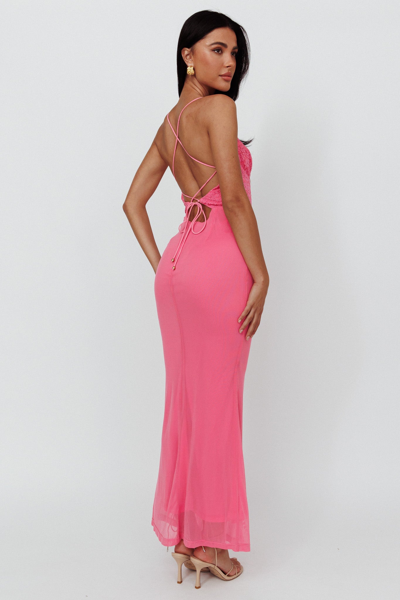 Modern Love Lace Bodice Maxi Dress Pink - XL Modern Love Lace Bodice Maxi Dress Pink - XL