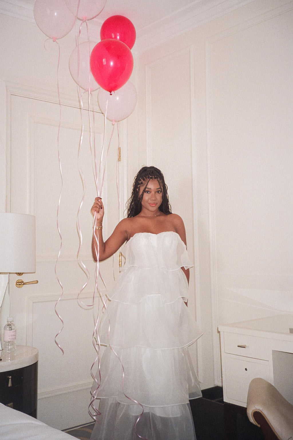 Behati Tiered Layer Midi Dress White by Selfie Leslie