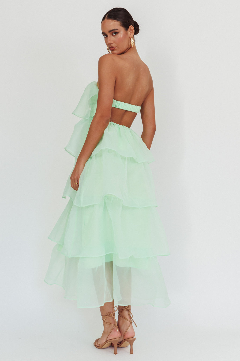 Behati Tiered Layer Midi Dress Mint by Selfie Leslie