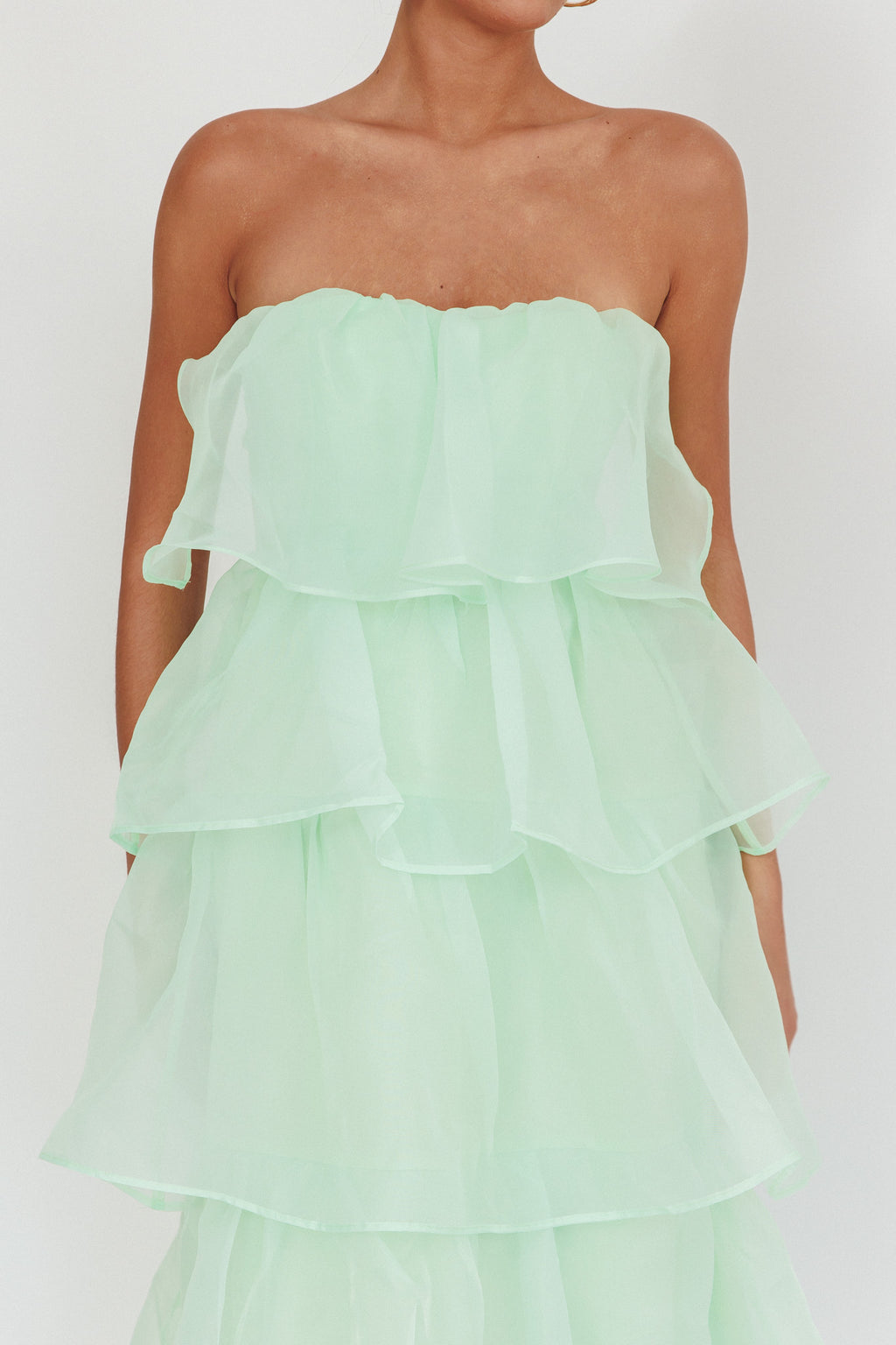 Behati Tiered Layer Midi Dress Mint by Selfie Leslie