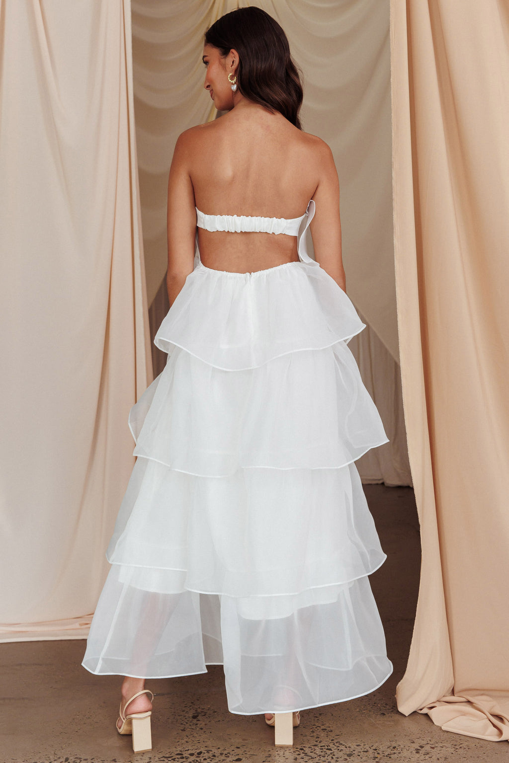 Behati Tiered Layer Midi Dress White by Selfie Leslie