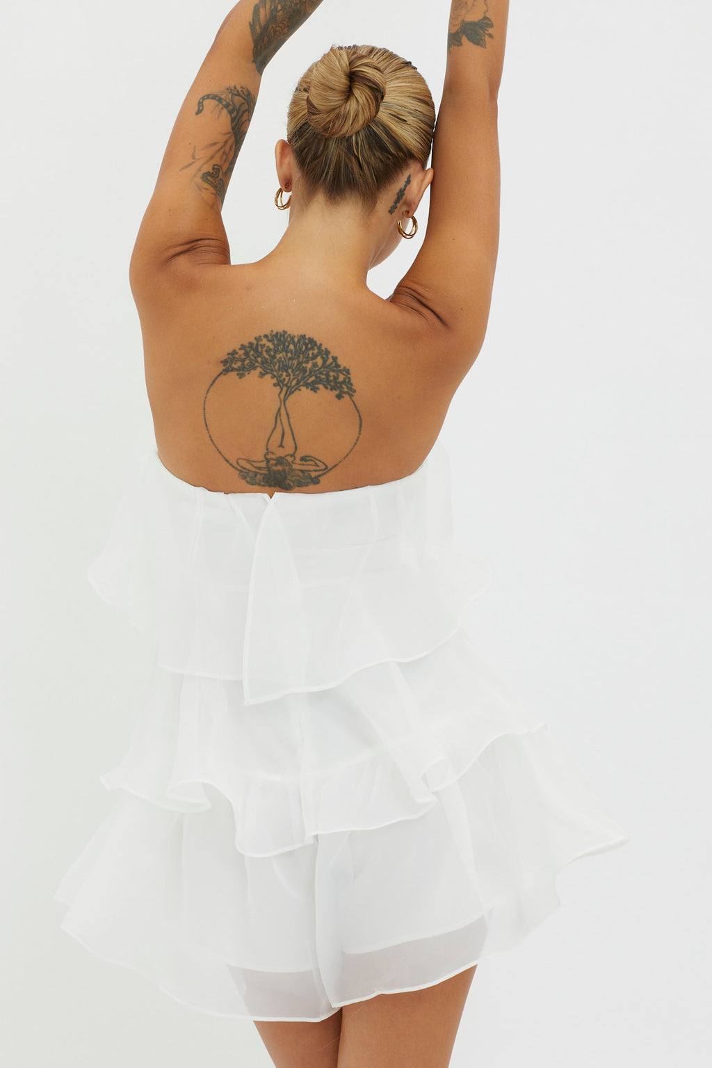 Behati Tiered Layer Romper White by Selfie Leslie