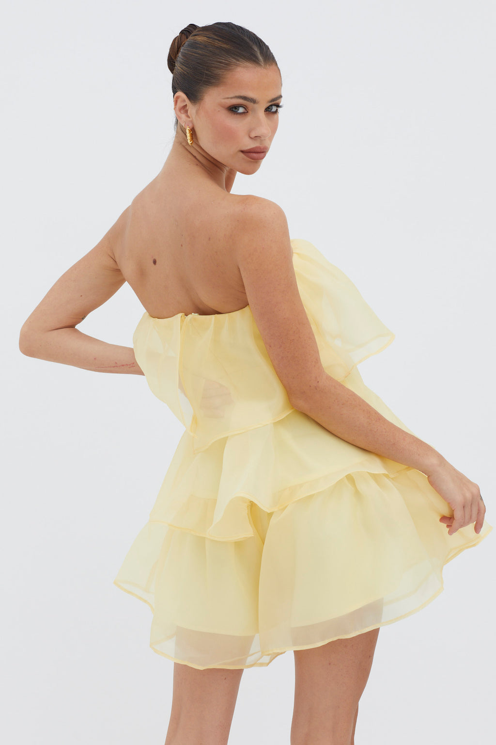 Behati Tiered Layer Romper Yellow by Selfie Leslie