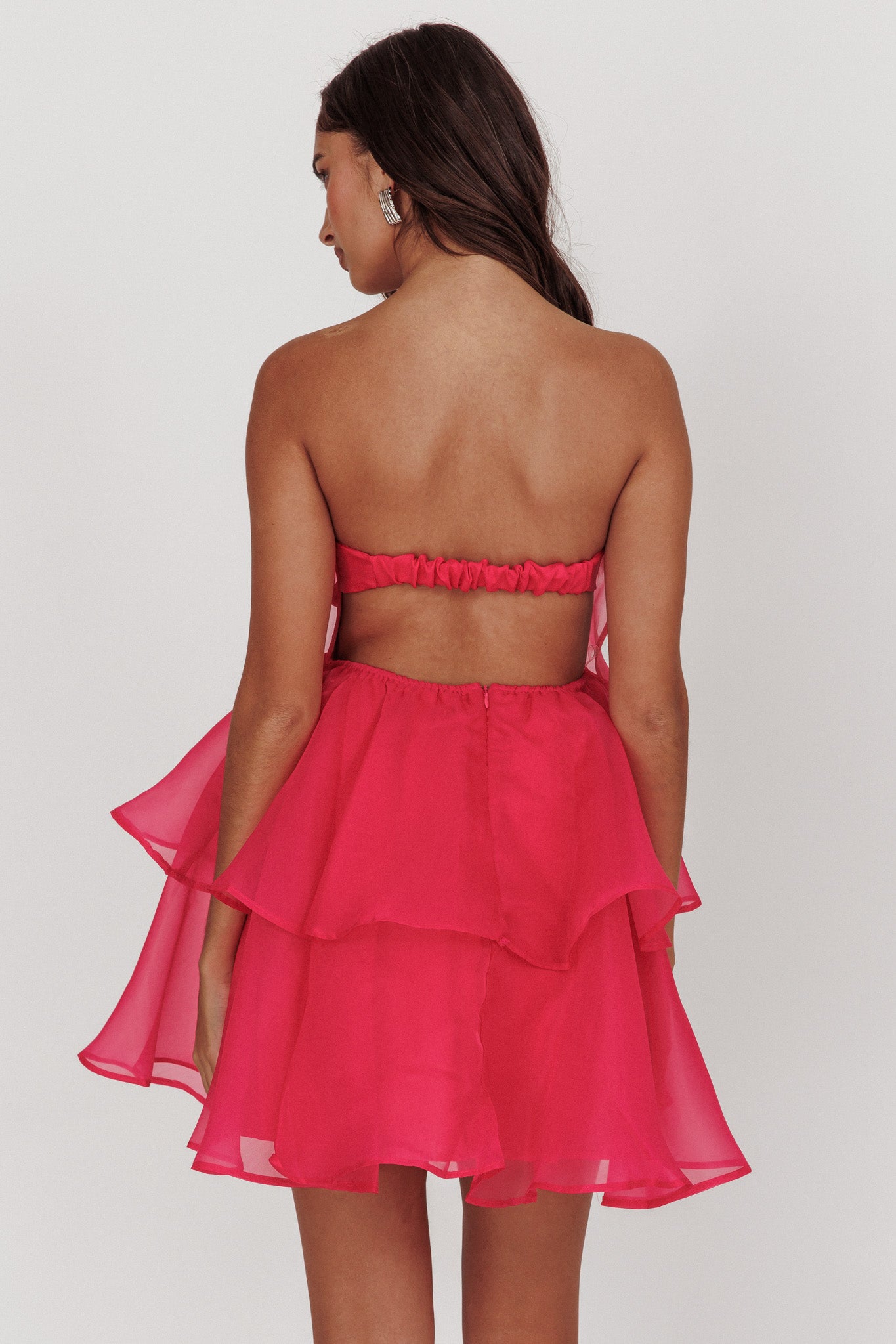 Behati Tiered Layer Mini Dress Hot Pink - L Behati Tiered Layer Mini Dress Hot Pink - L