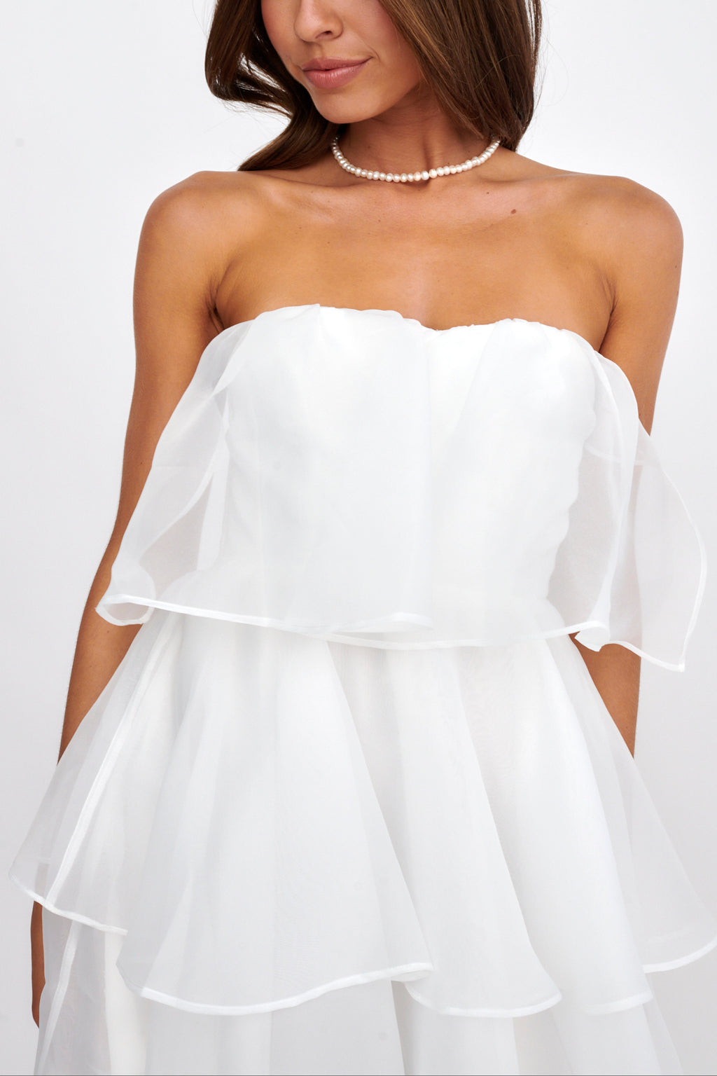 Behati Tiered Layer Mini Dress White by Selfie Leslie