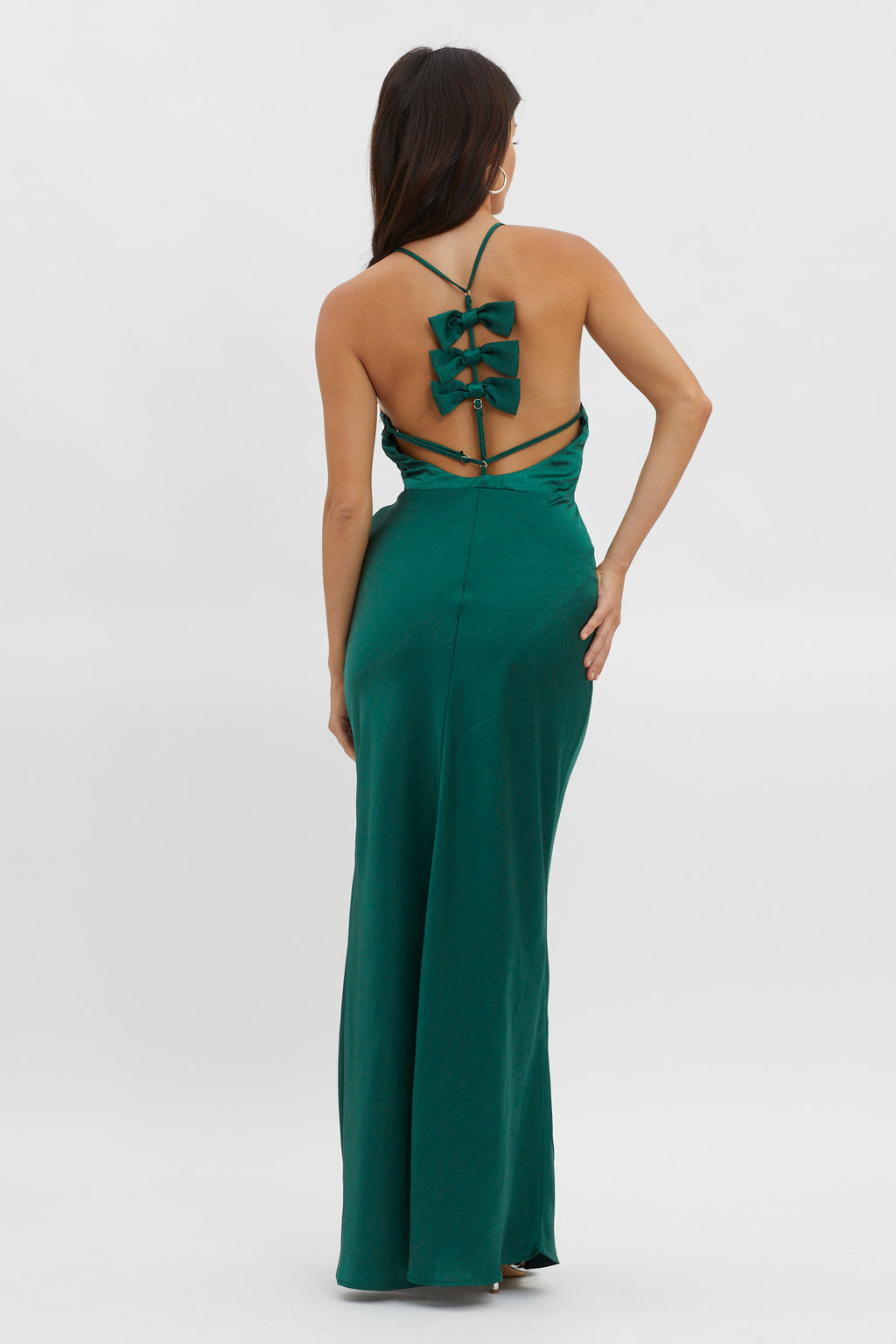 Bonsoir Floral Embroidery Trim Maxi Dress Forest Green by Selfie Leslie