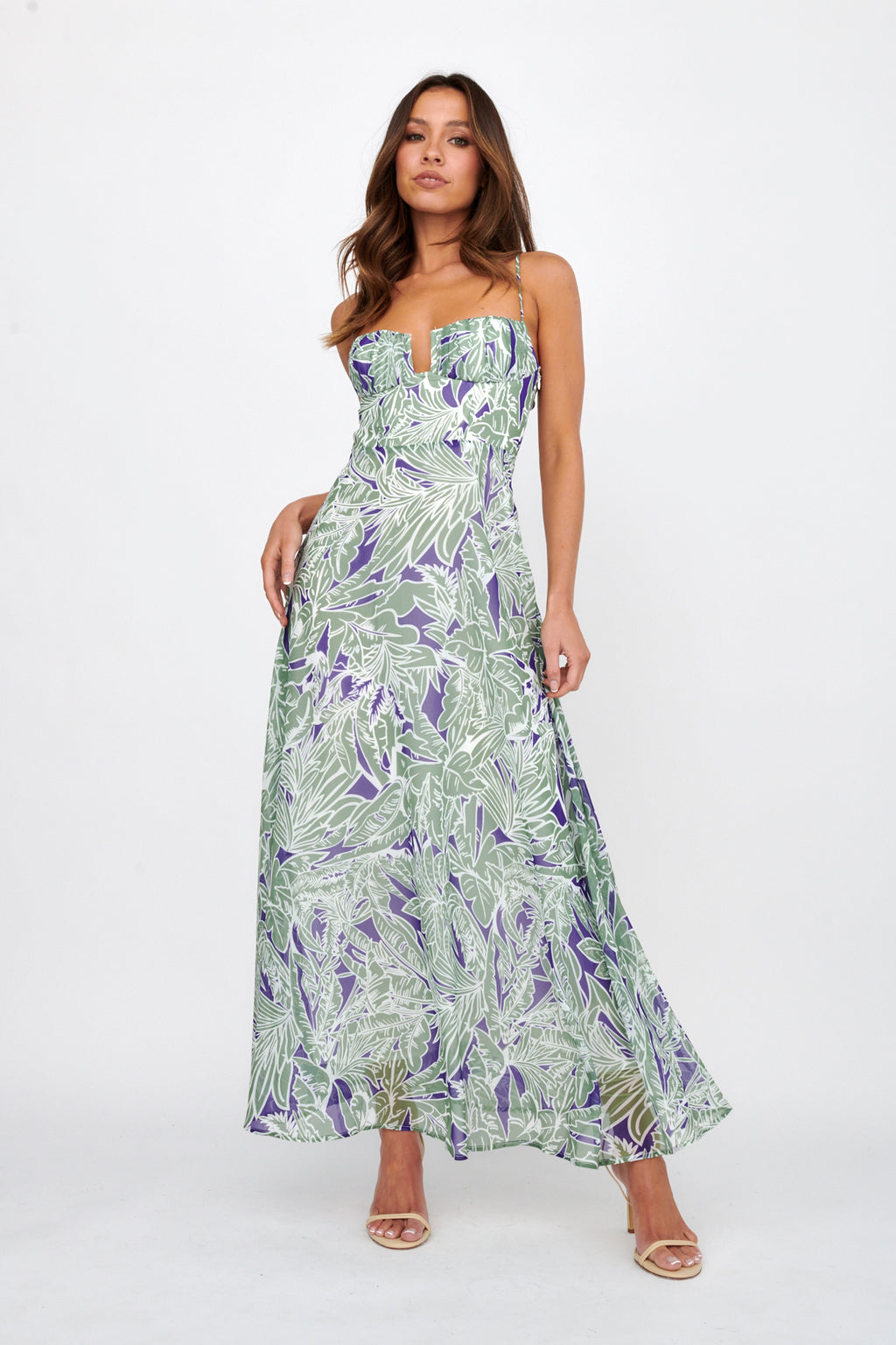 Kindred Love Gathered Bust Maxi Dress Blue by Selfie Leslie