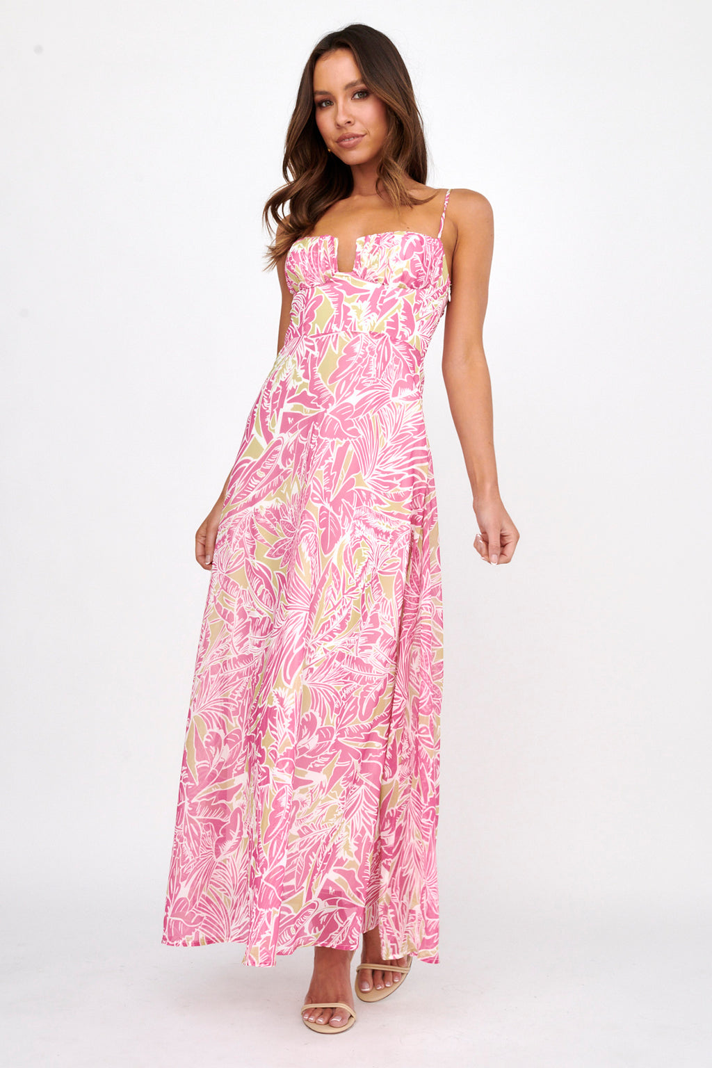 Kindred Love Gathered Bust Maxi Dress Pink by Selfie Leslie