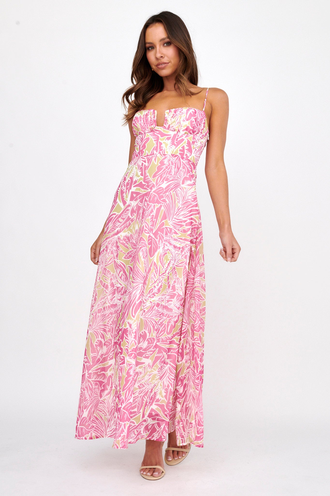Kindred Love Gathered Bust Maxi Dress Pink by Selfie Leslie