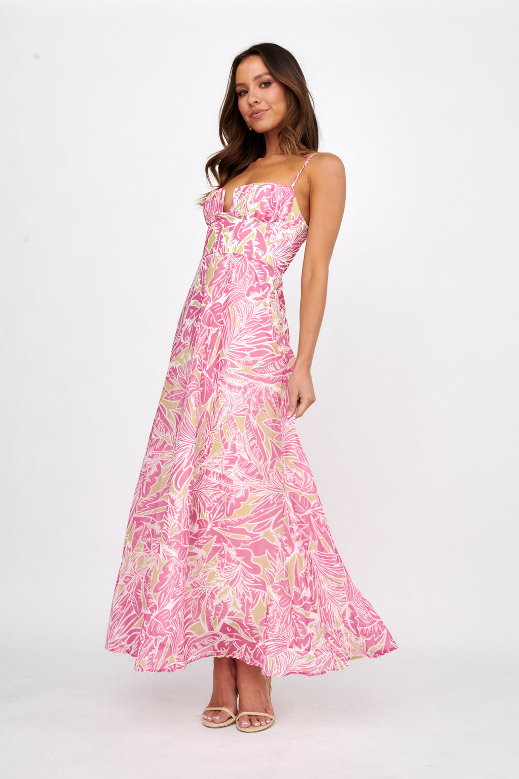 Kindred Love Gathered Bust Maxi Dress Pink by Selfie Leslie