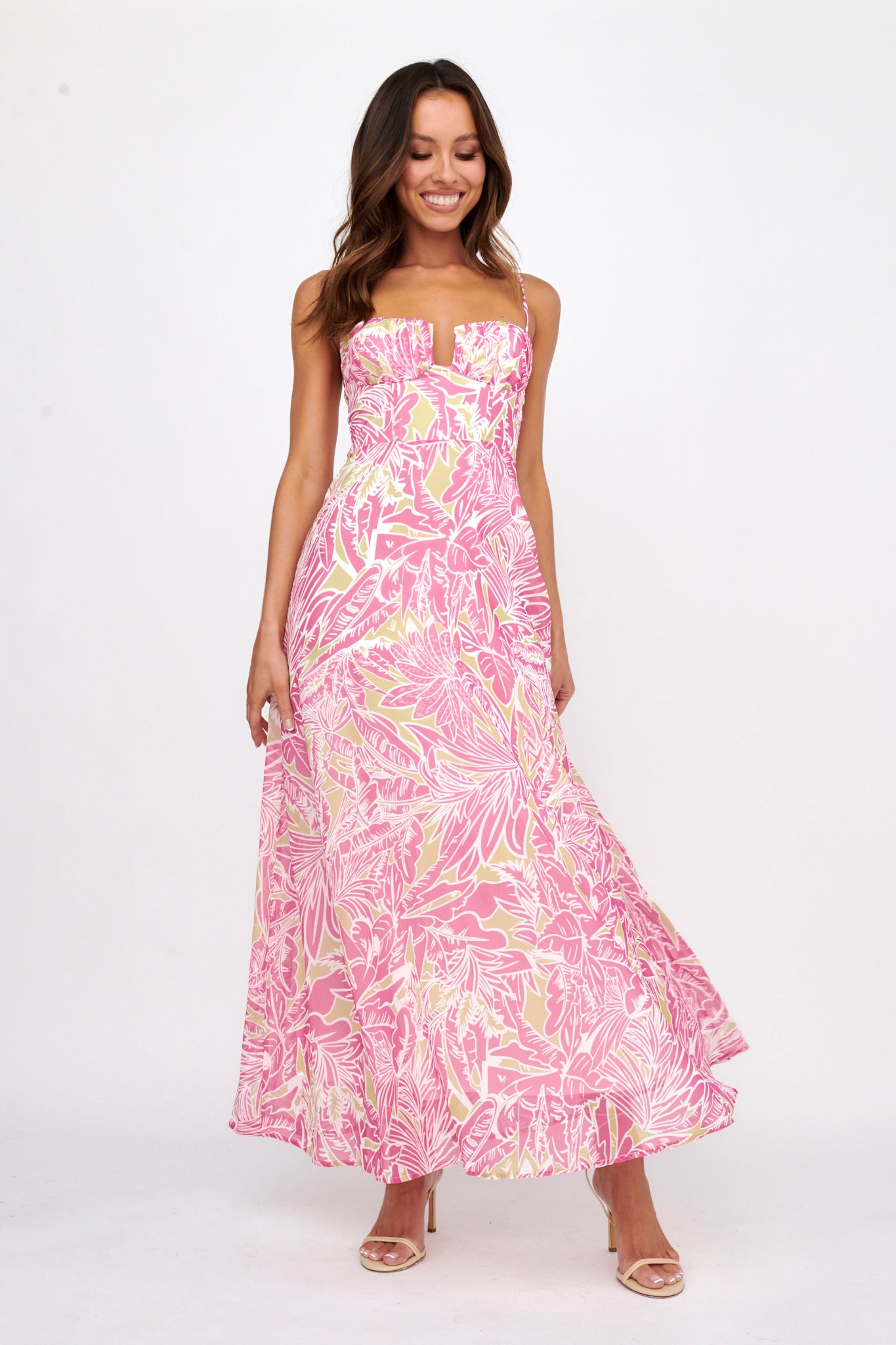 Kindred Love Gathered Bust Maxi Dress Pink by Selfie Leslie