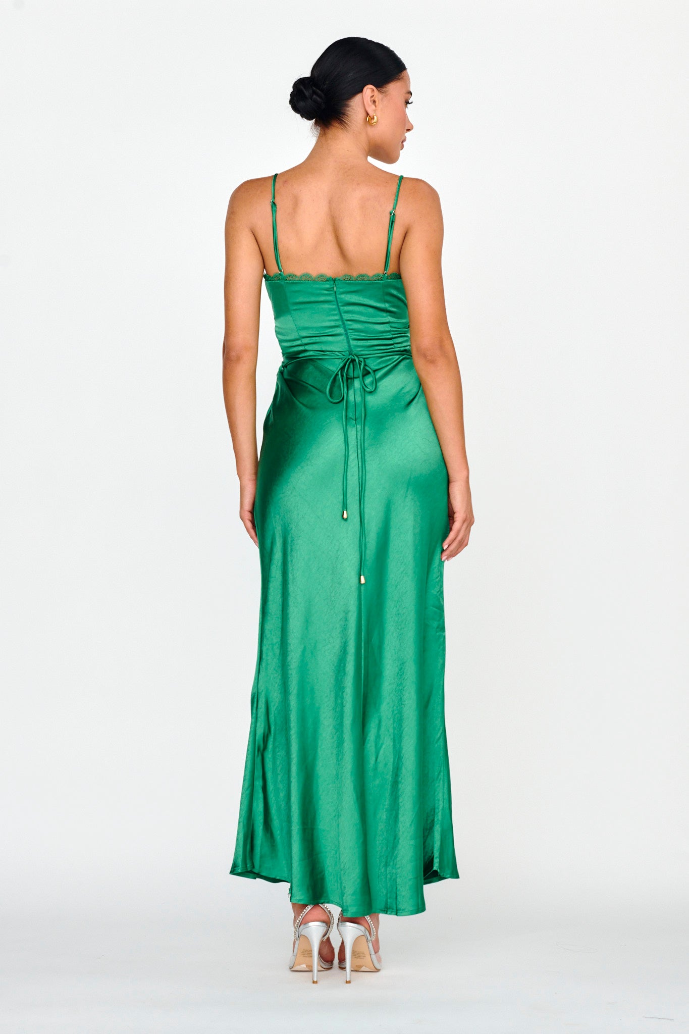 Women's Dresses Silver Lining String Tie Waist Dress Forest Green XL by Selfie Leslie Clearance
