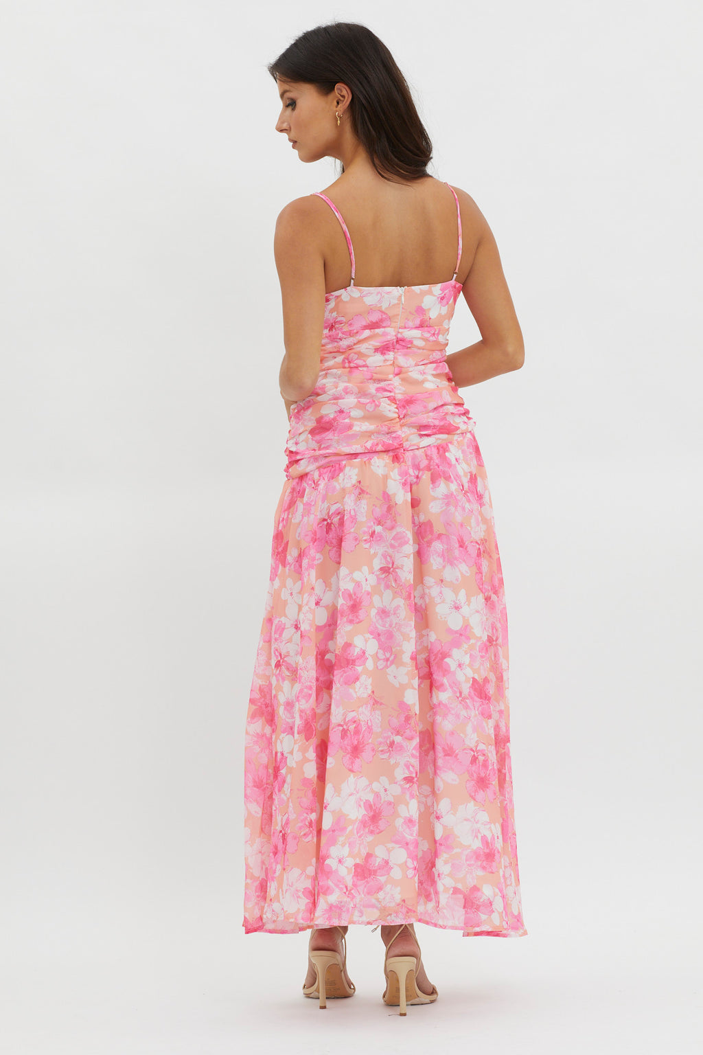 So Blessed Ruched Waist Maxi Dress Pink by Selfie Leslie