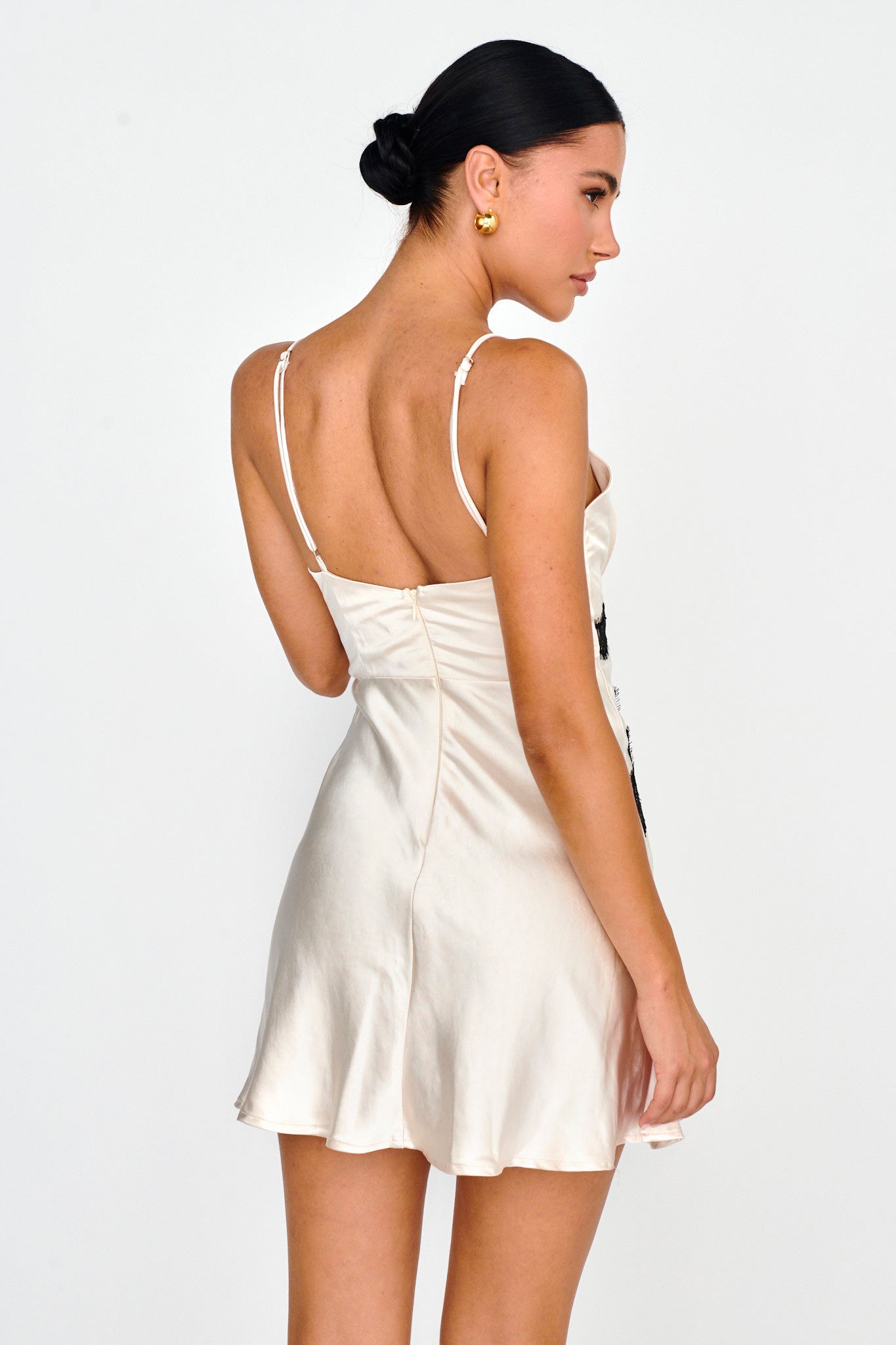 Theriz Lace Trim Cami Mini Dress Champagne by Selfie Leslie