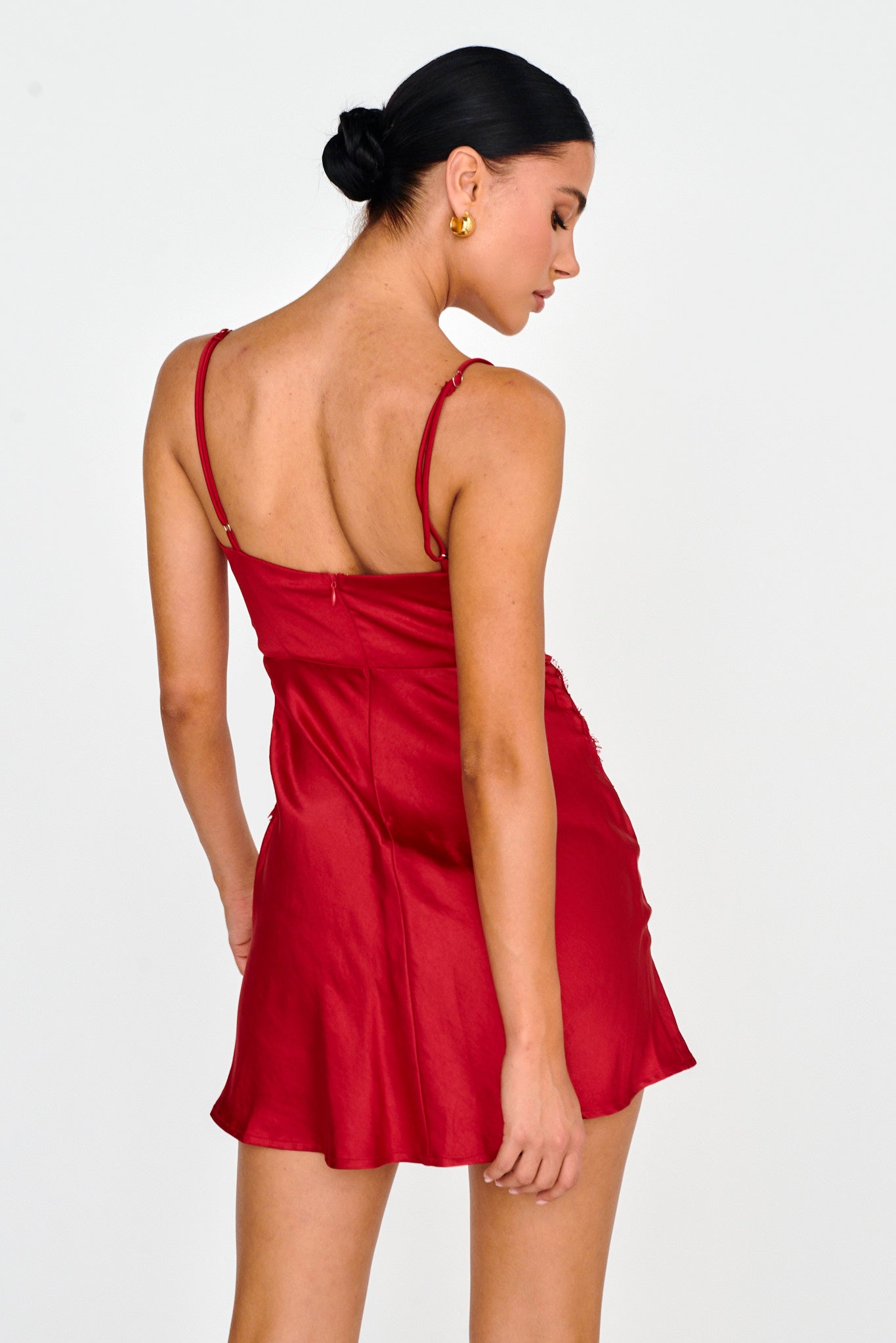 Theriz Lace Trim Cami Mini Dress Red - XL Theriz Lace Trim Cami Mini Dress Red - XL