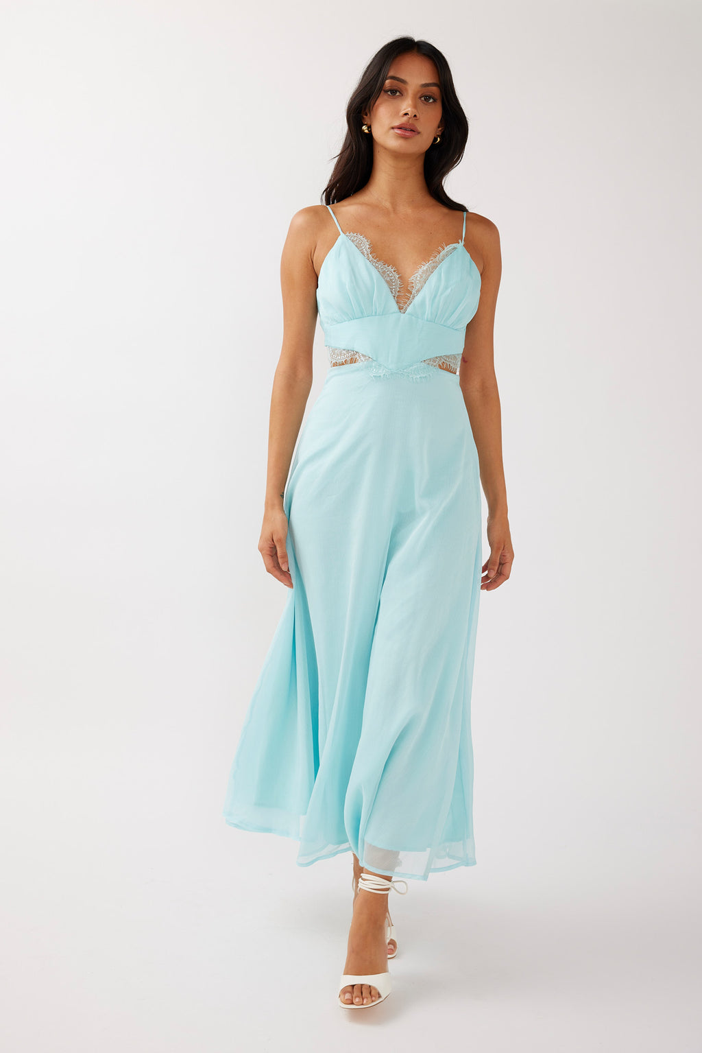 More Love Lace Trim Cut-Out Midi Dress Mint by Selfie Leslie