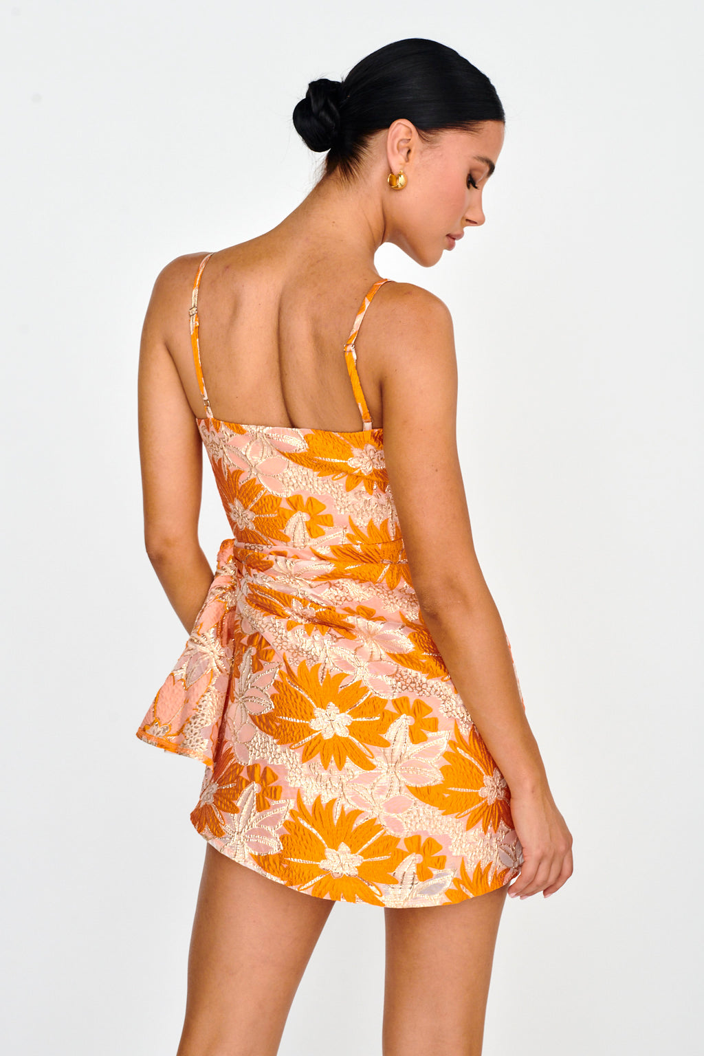 Sterling Gathered Waist Embroidery Mini Dress Orange by Selfie Leslie