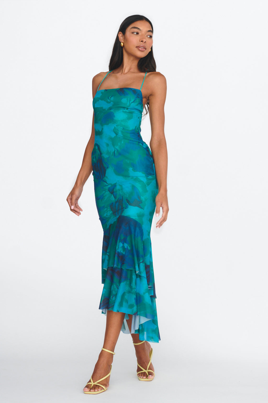 Avalee Layered Hem Mesh Dress Green by Selfie Leslie