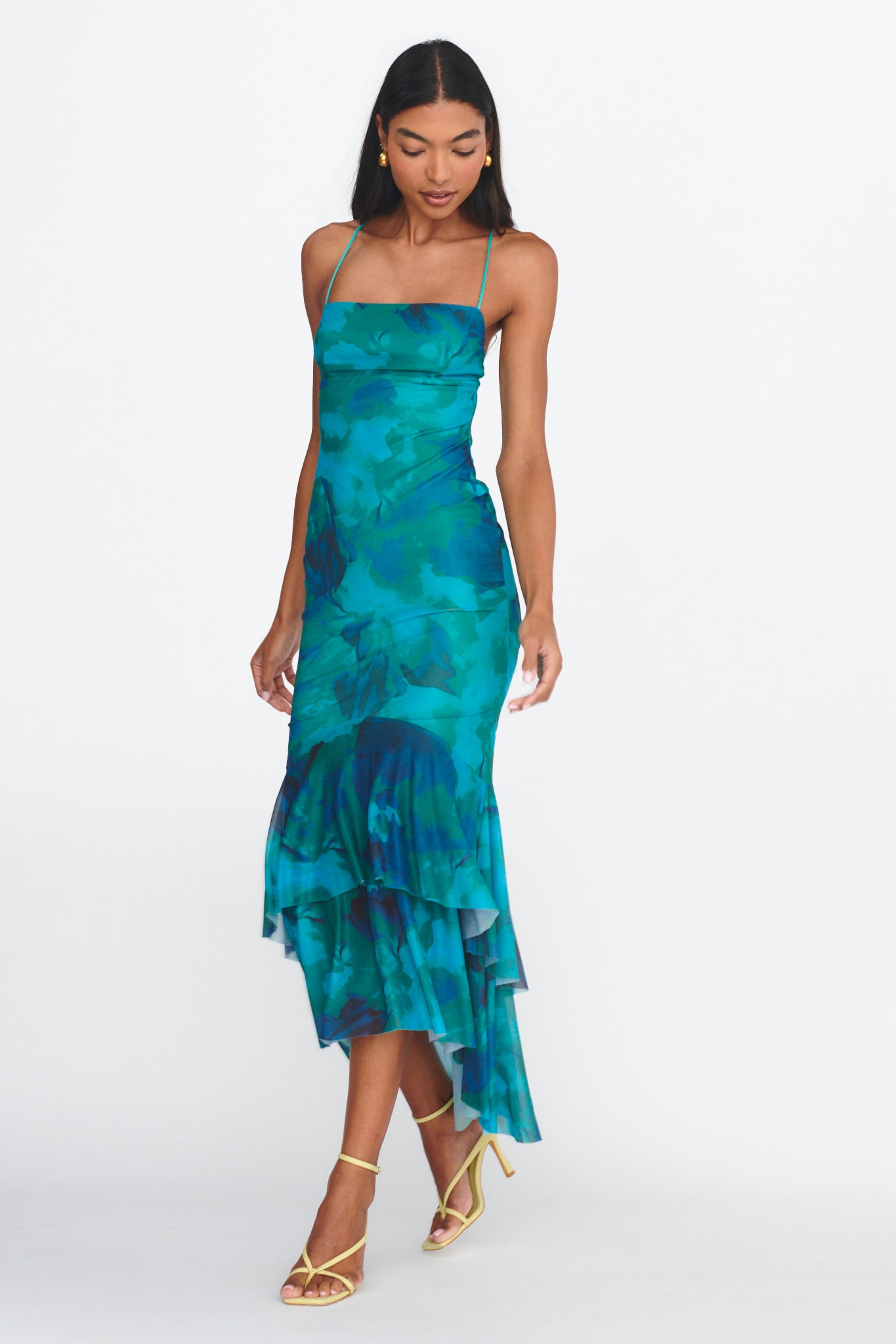 Avalee Layered Hem Mesh Dress Green by Selfie Leslie