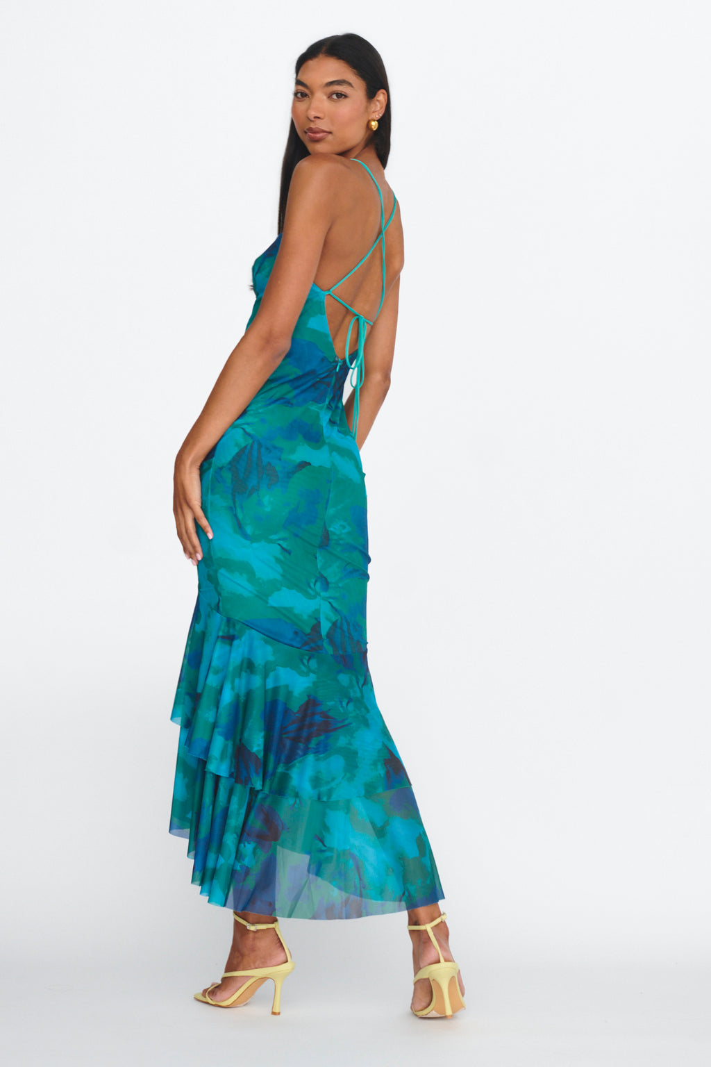 Avalee Layered Hem Mesh Dress Green by Selfie Leslie