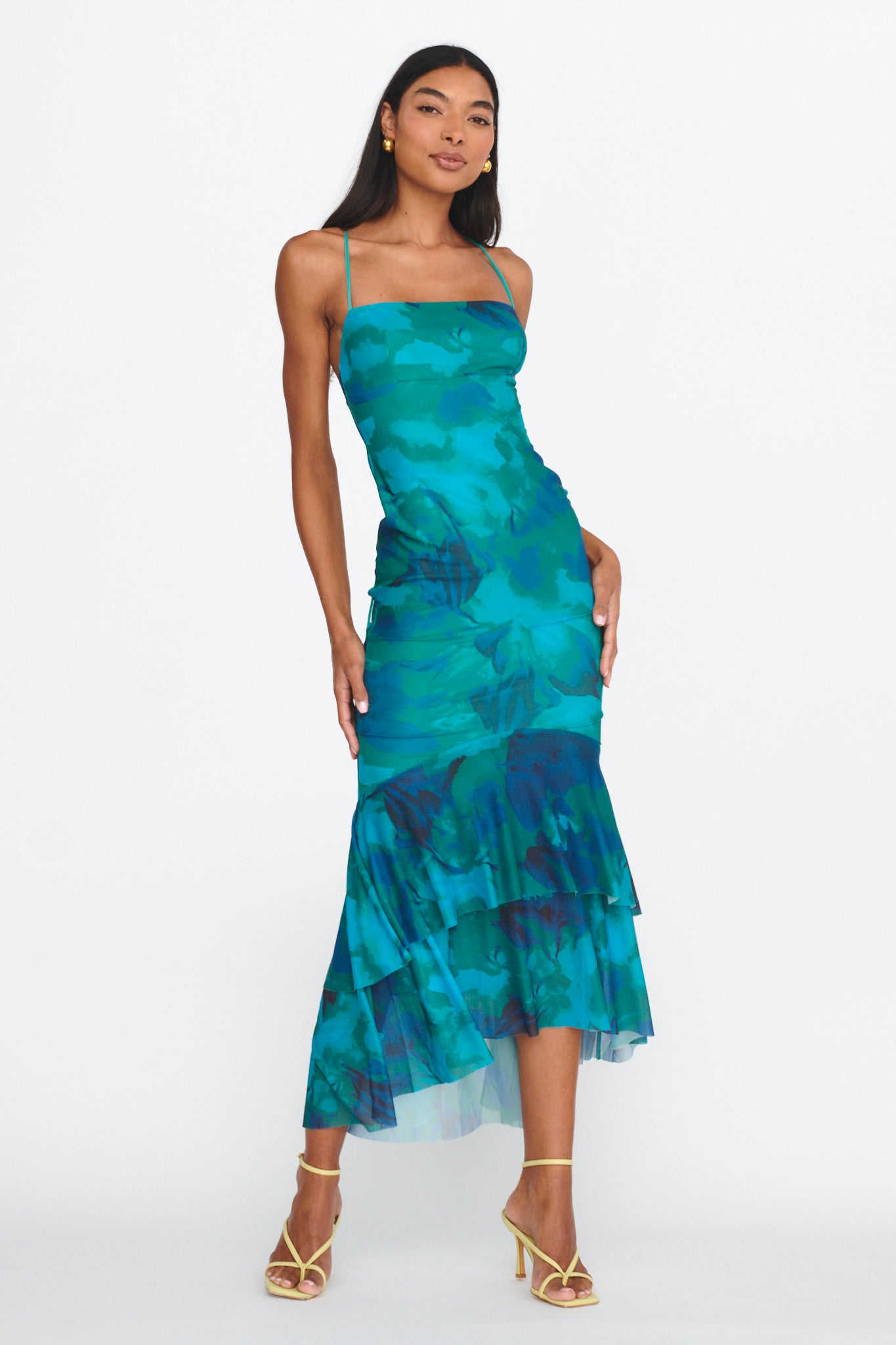 Avalee Layered Hem Mesh Dress Green by Selfie Leslie