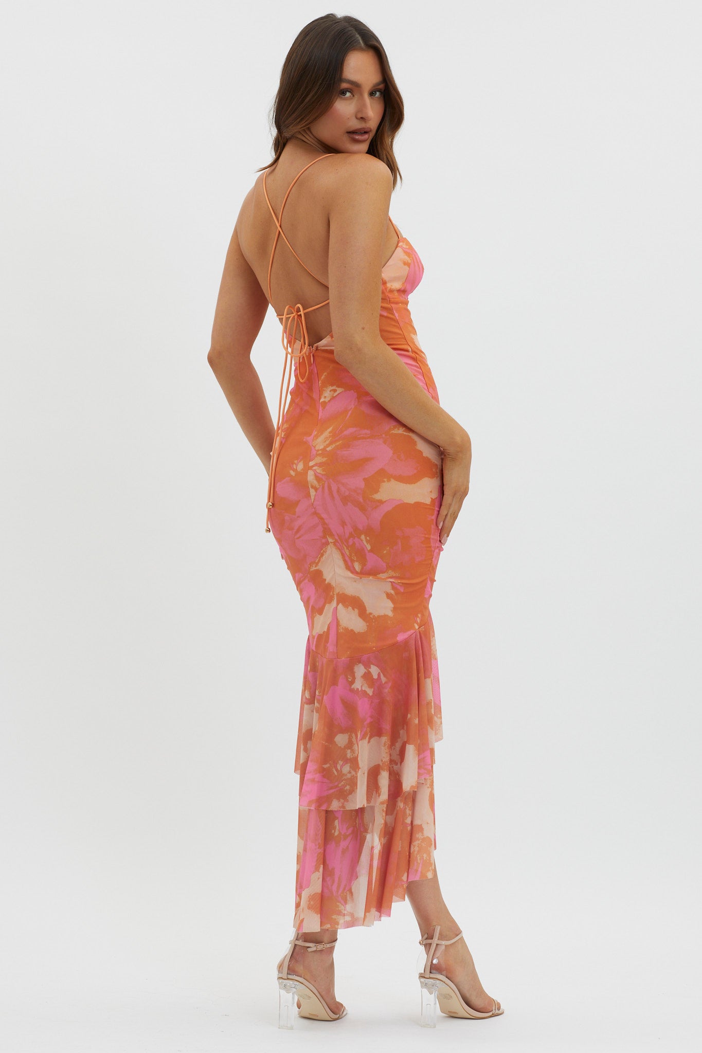 Avalee Layered Hem Mesh Dress Pink by Selfie Leslie
