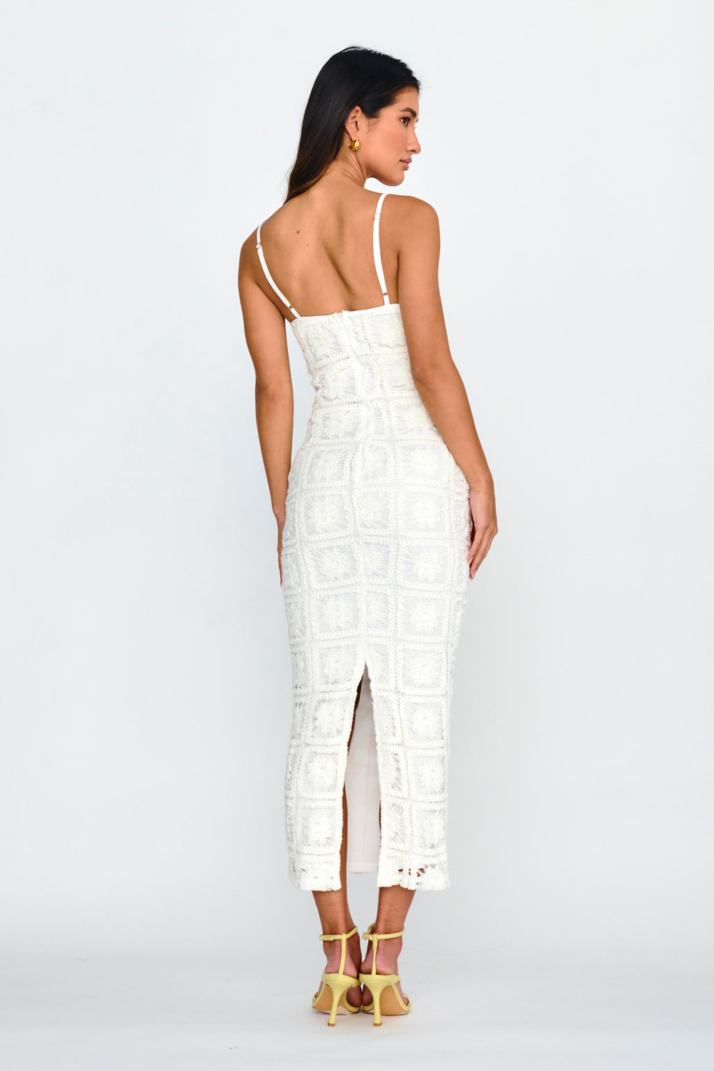 Cayman Sunset Crochet Midi Dress White by Selfie Leslie