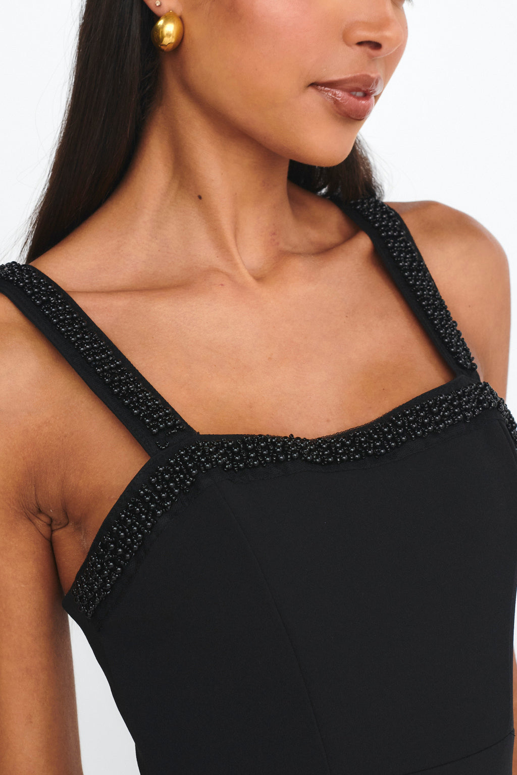 Emina Bead Trim Maxi Dress Black by Selfie Leslie