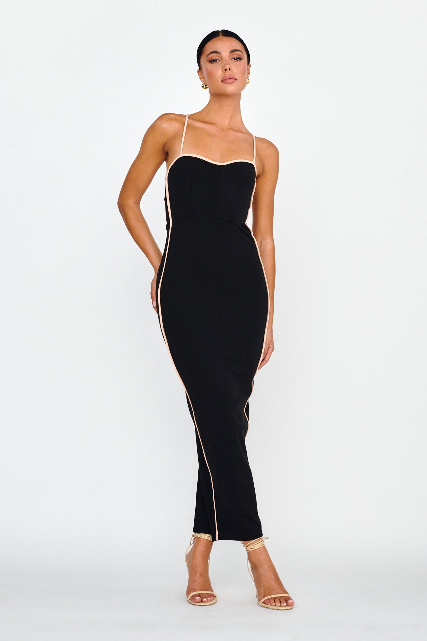 Future Awaits Lace-Up Back Maxi Dress Black by Selfie Leslie