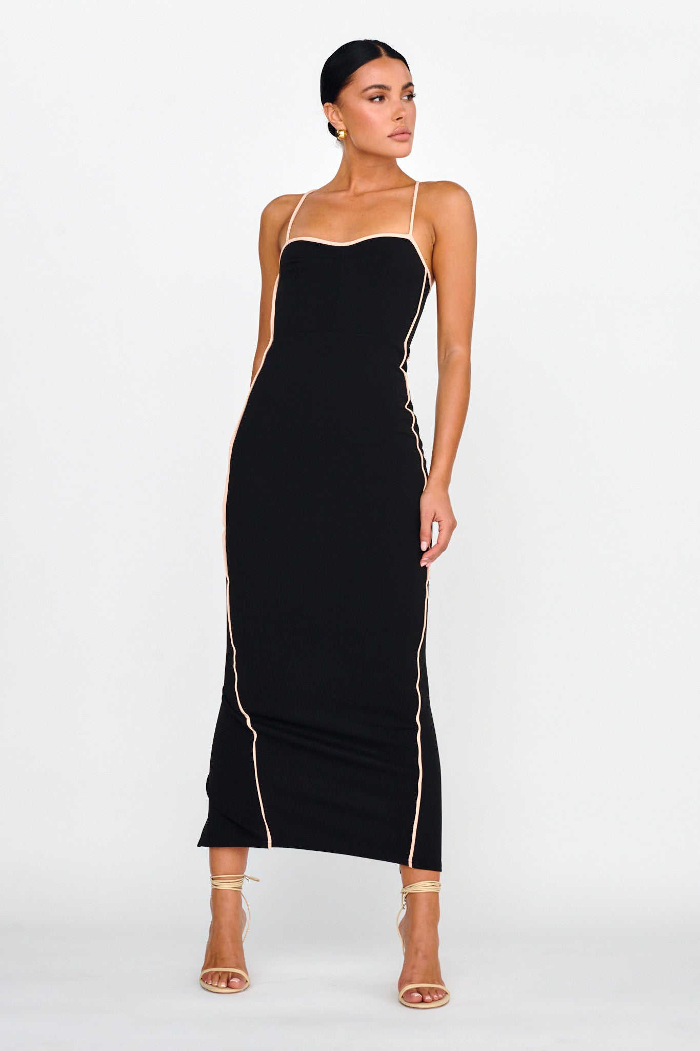 Future Awaits Lace-Up Back Maxi Dress Black by Selfie Leslie