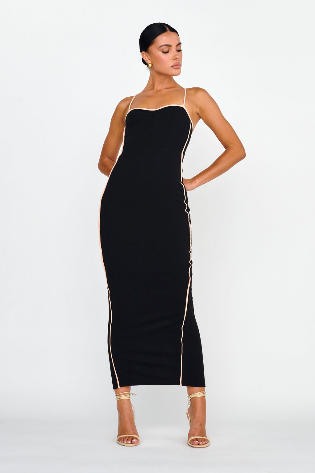 Future Awaits Lace-Up Back Maxi Dress Black by Selfie Leslie