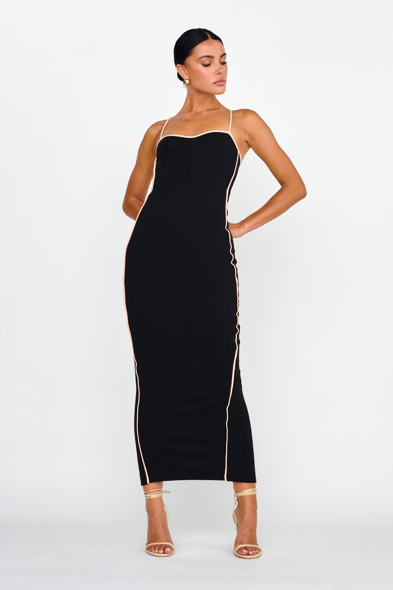 Future Awaits Lace-Up Back Maxi Dress Black by Selfie Leslie