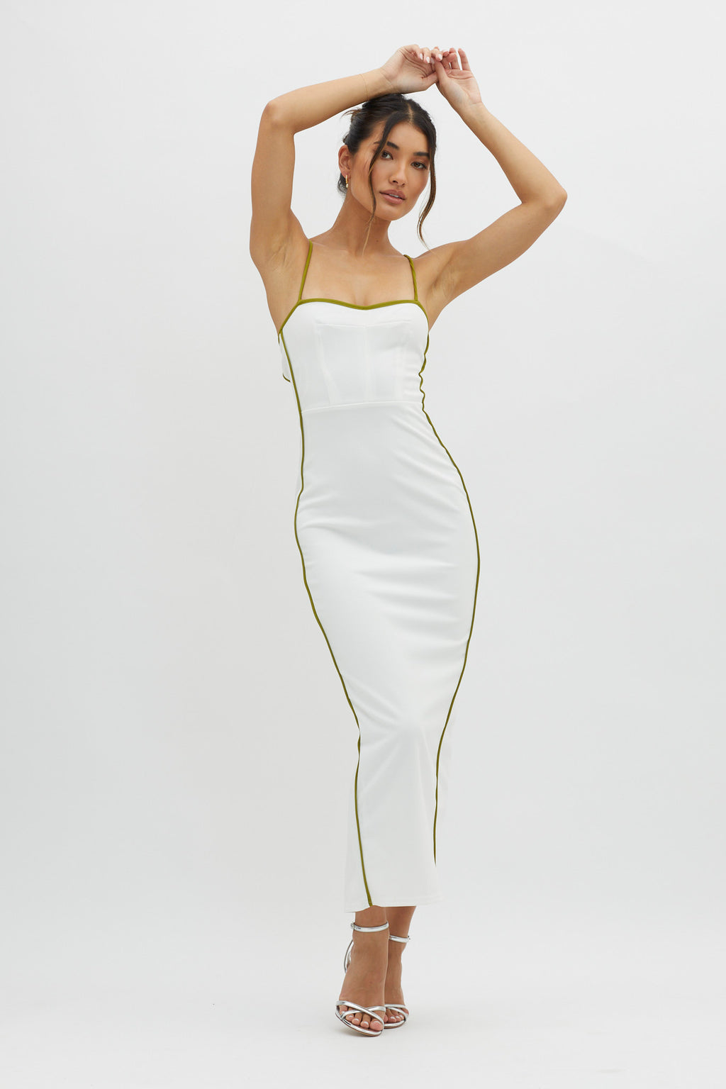 Future Awaits Lace-Up Back Midi Dress White by Selfie Leslie
