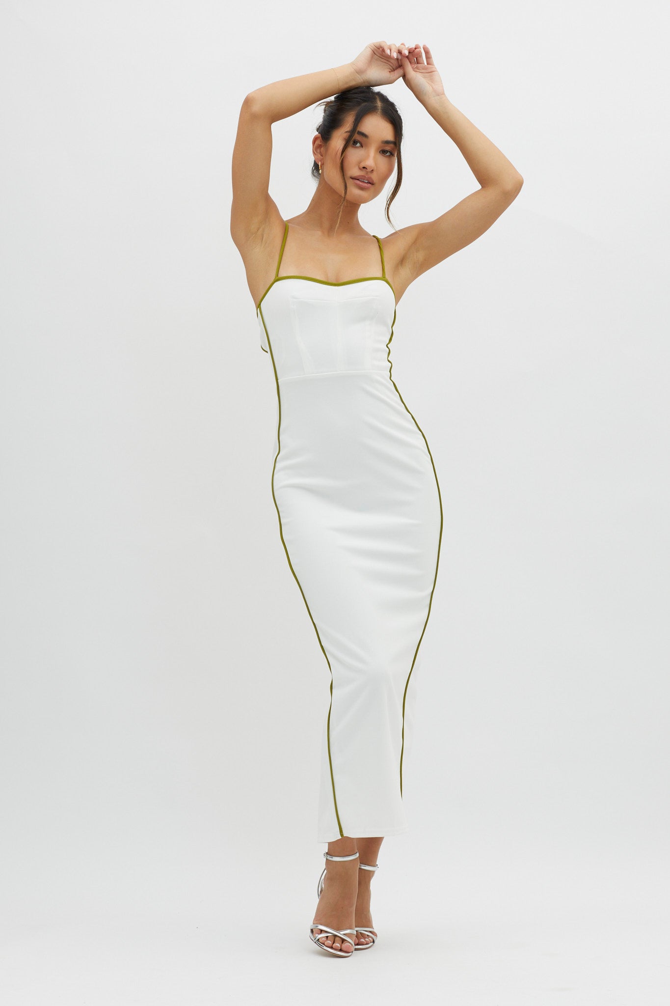 Future Awaits Lace-Up Back Midi Dress White by Selfie Leslie