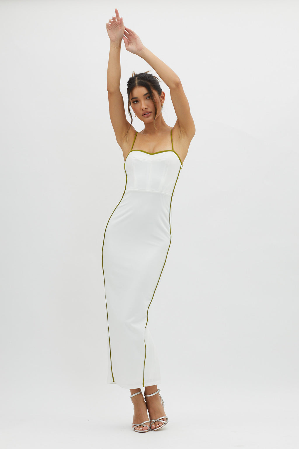 Future Awaits Lace-Up Back Midi Dress White by Selfie Leslie